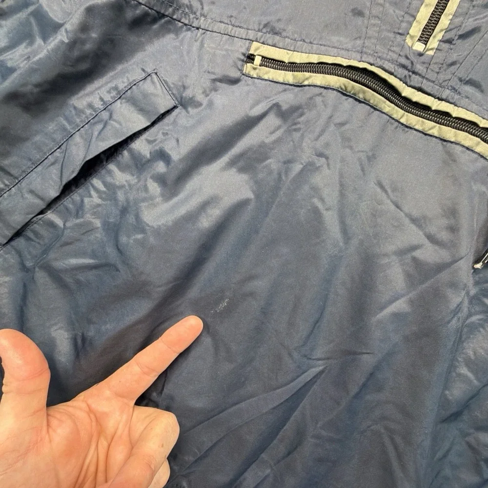 Vintage Gap Anorak Jacket Mens Medium Navy Blue Hooded Pullover 1/2 Zip Up